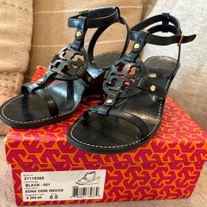 TORY BURCH wedge sandals - black